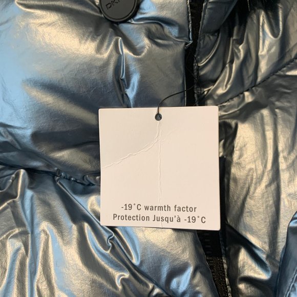 DKNY - Puffer Coat - Silver/Blue - Size Large - Picture 9 of 15